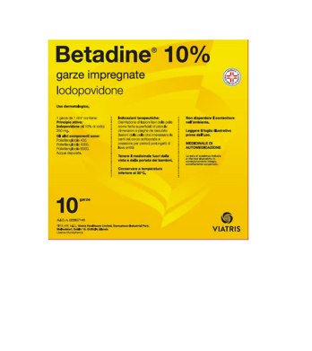 BETADINE*10GARZE IMPREGN 10x10 - Parafarmacia la Fattoria della Salute S.n.c. di Delfini Dott.ssa Giulia e Marra Dott.ssa Michela