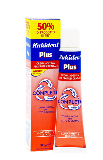 KUKIDENT PLUS COMPLETE CREMA ADESIVA PER PROTESI DENTARIE 70 G - Parafarmacia la Fattoria della Salute S.n.c. di Delfini Dott.ssa Giulia e Marra Dott.ssa Michela