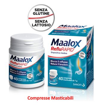 MAALOX REFLURAPID 40 COMPRESSE MASTICABILI - Parafarmacia la Fattoria della Salute S.n.c. di Delfini Dott.ssa Giulia e Marra Dott.ssa Michela